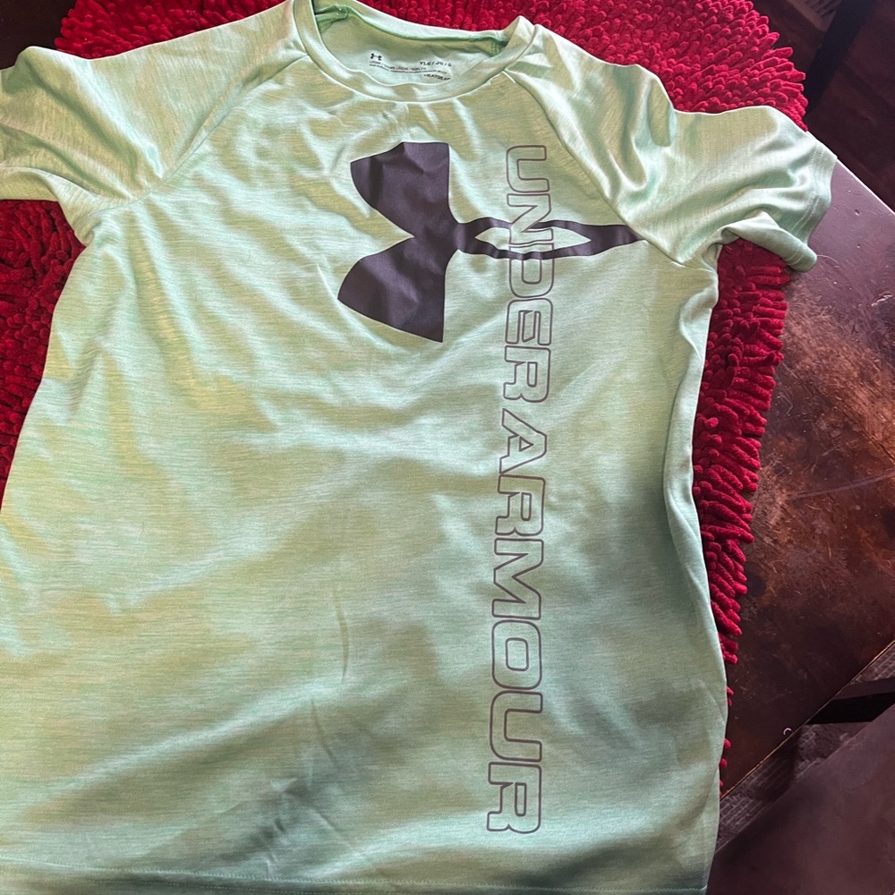 Under Armour Kids Light Green Tee with Black Logo